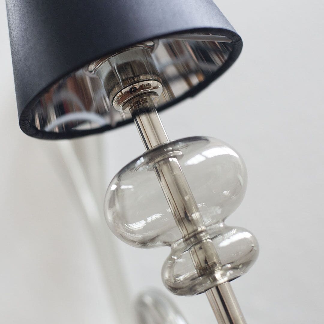 2 Light Wall Lamp with Black Lampshades