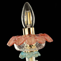 3 Light Murano Rezzonico Sconce Wall Lamp with Vitreous Paste Flowers