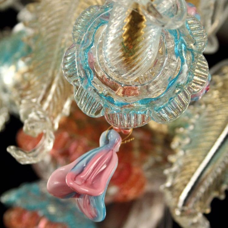 3 Light Murano Rezzonico Sconce Wall Lamp with Vitreous Paste Flowers