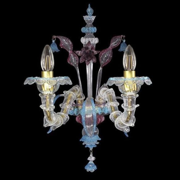 2 Light Wall Lamp in Rezzonico Style with Ruby Finish