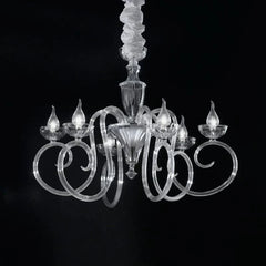 Baroque 6 Light Black & White Murano Glass Chandelier