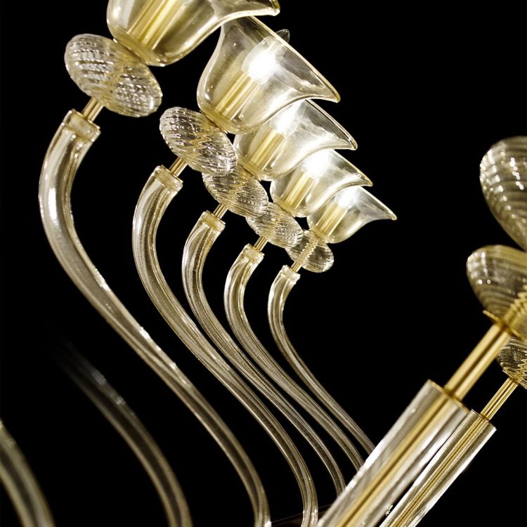 120cm Murano glass gold pendant chandelier 14+7 lights