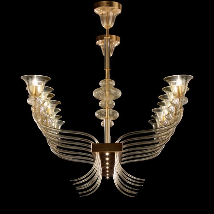 120cm Murano glass gold pendant chandelier 14+7 lights