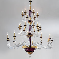 Baltic Neoclassical Style Stairwell Chandelier | Amethyst & Clear Glass