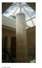 8M Tall Crystal Waterfall Chandelier, Custom Made With Glittering Italian Crystals