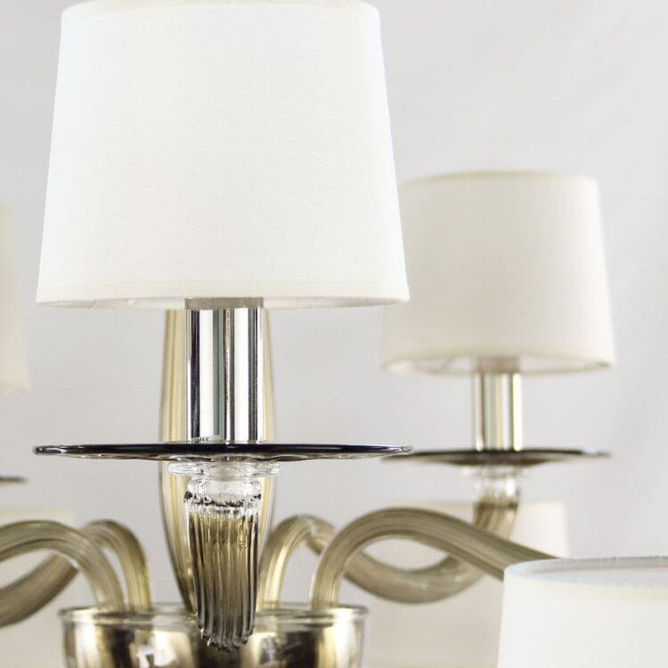 15 Light Transparent Mocha Art Glass Chandelier