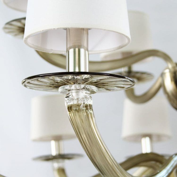 15 Light Transparent Mocha Art Glass Chandelier