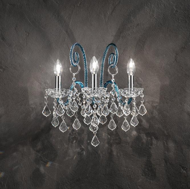 3 Light Wall light with crystal droplets