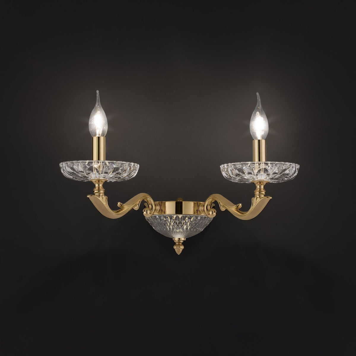 2-Light Crystal Wall Light – Cut crystal bobeche and bowl