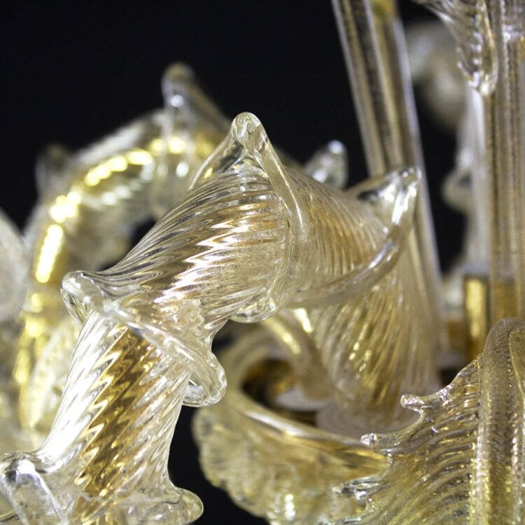 5 Light Flambeau Murano Lamp with Gold Leaf Finish