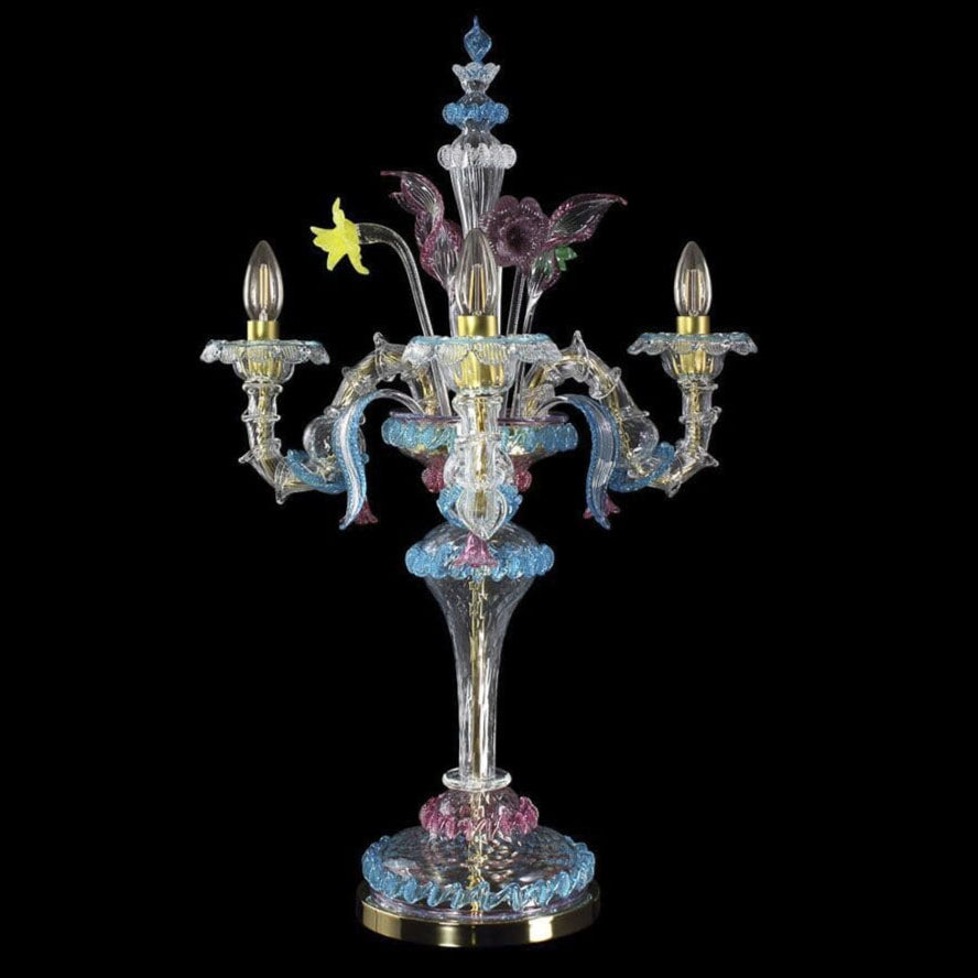 3 Light Flambeau in Rezzonico Style with Crystal and Ruby Finish