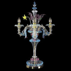 3 Light Flambeau in Rezzonico Style with Crystal and Ruby Finish