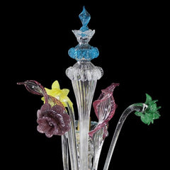 3 Light Flambeau in Rezzonico Style with Crystal and Ruby Finish
