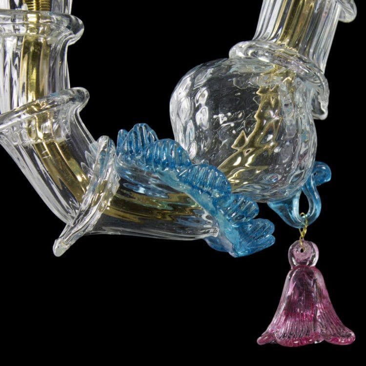 3 Light Flambeau in Rezzonico Style with Crystal and Ruby Finish