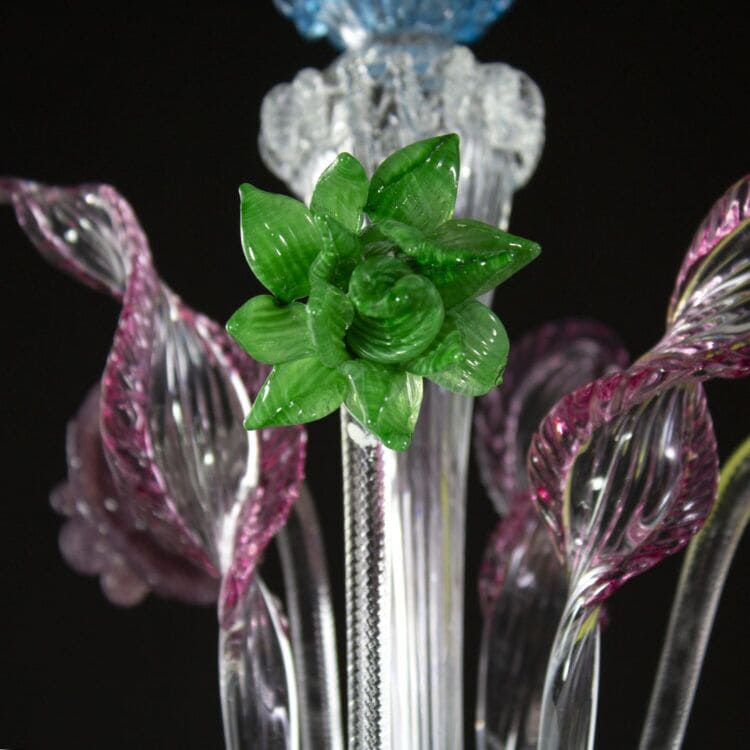 3 Light Flambeau in Rezzonico Style with Crystal and Ruby Finish