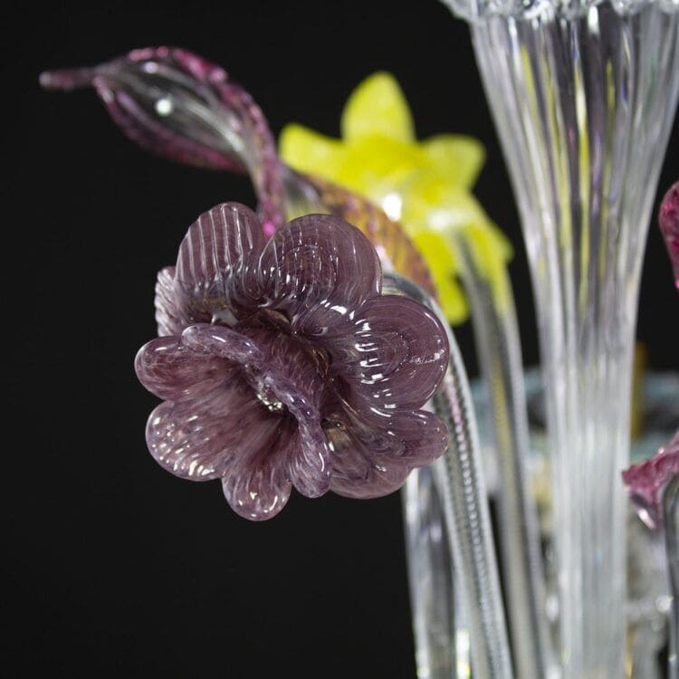3 Light Flambeau in Rezzonico Style with Crystal and Ruby Finish