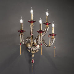5-Light Clear Murano Wall Light | Elegant Wall Lighting with Flexible Installation