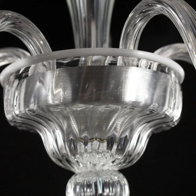 5 Light Murano Glass Chandelier with White Accents