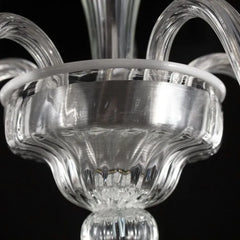 5 Light Murano Glass Chandelier with White Accents
