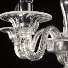 5 Light Murano Glass Chandelier with White Accents