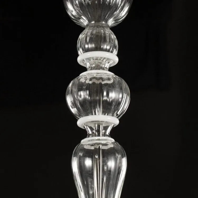 5 Light Murano Glass Chandelier with White Accents