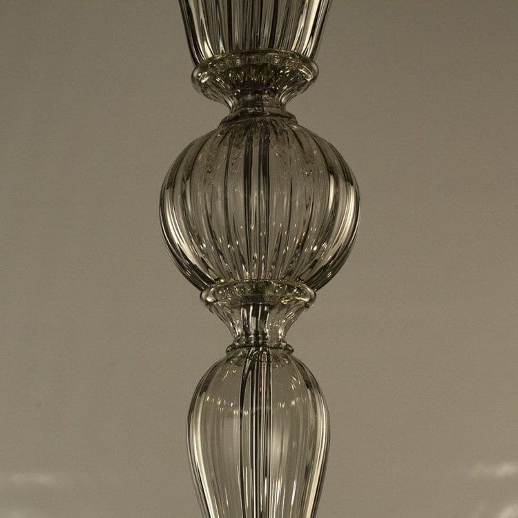6 Light Smoke Gray Murano Glass Chandelier