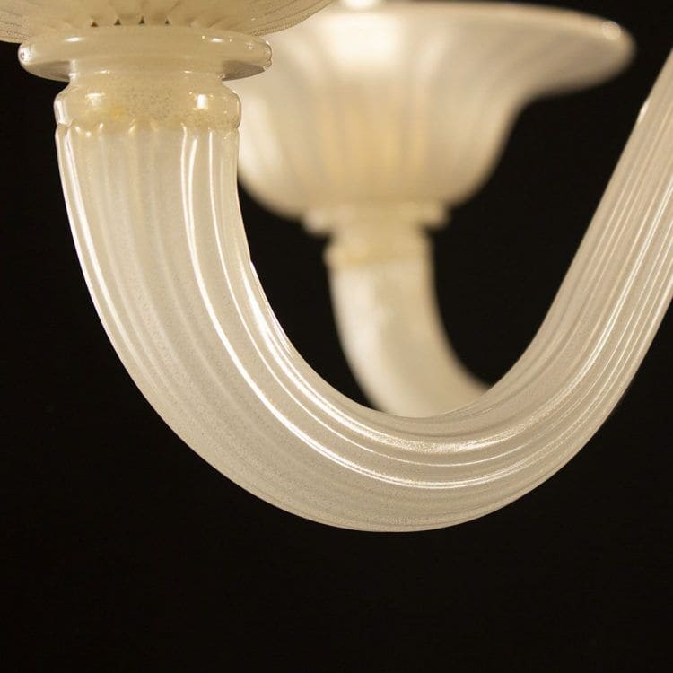 6 Light Silk and Gold Murano Glass Chandelier