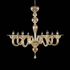 8 Light Gold Murano Glass Chandelier