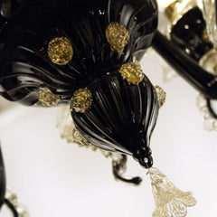 5 Light Black and Gold Glass Chandelier