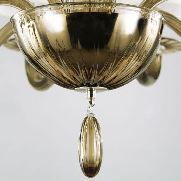 15 Light Transparent Mocha Art Glass Chandelier