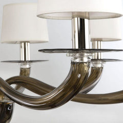 8 Light Chandelier in Smoke Murano Glass