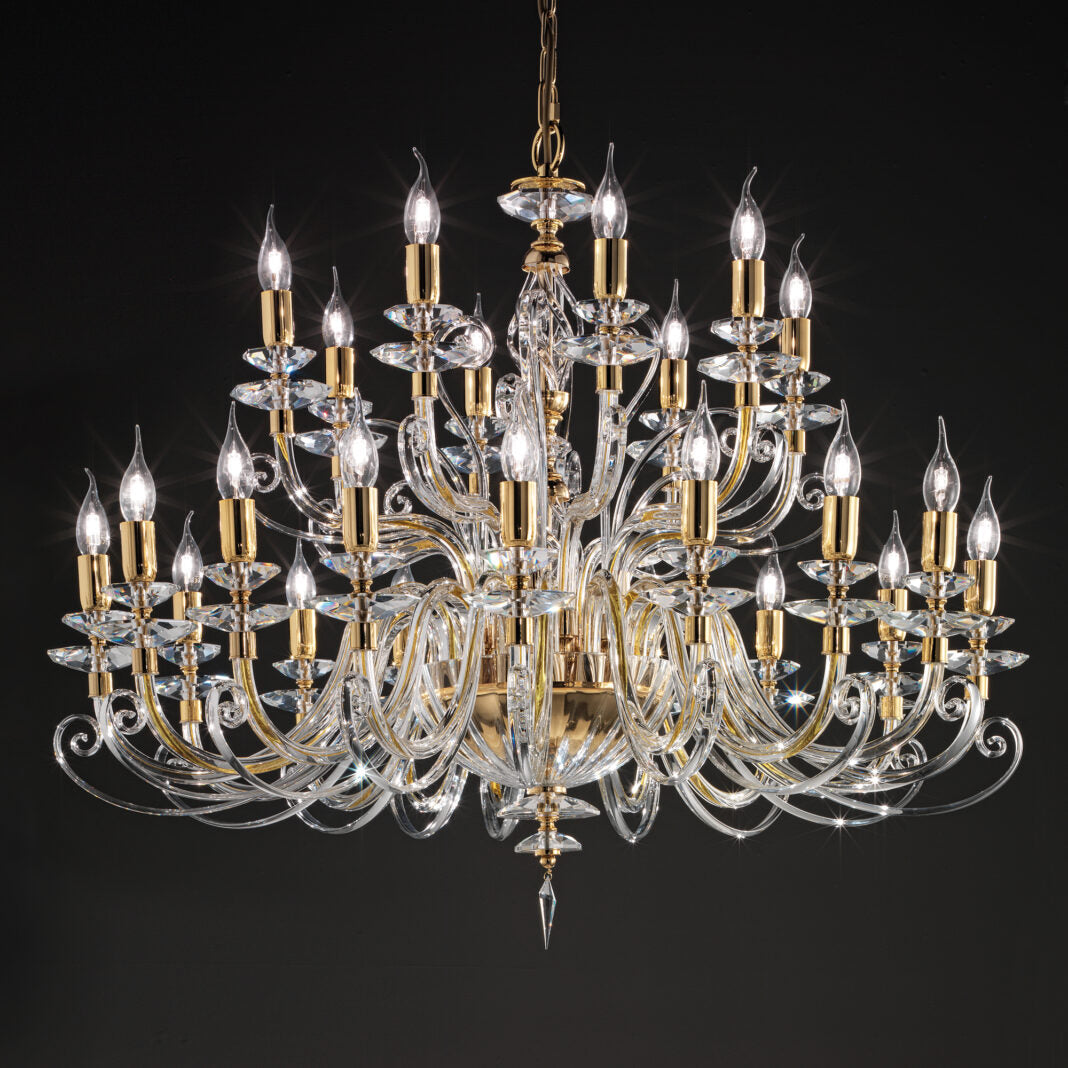 2-Tier 24-Light Italian Crystal Chandelier