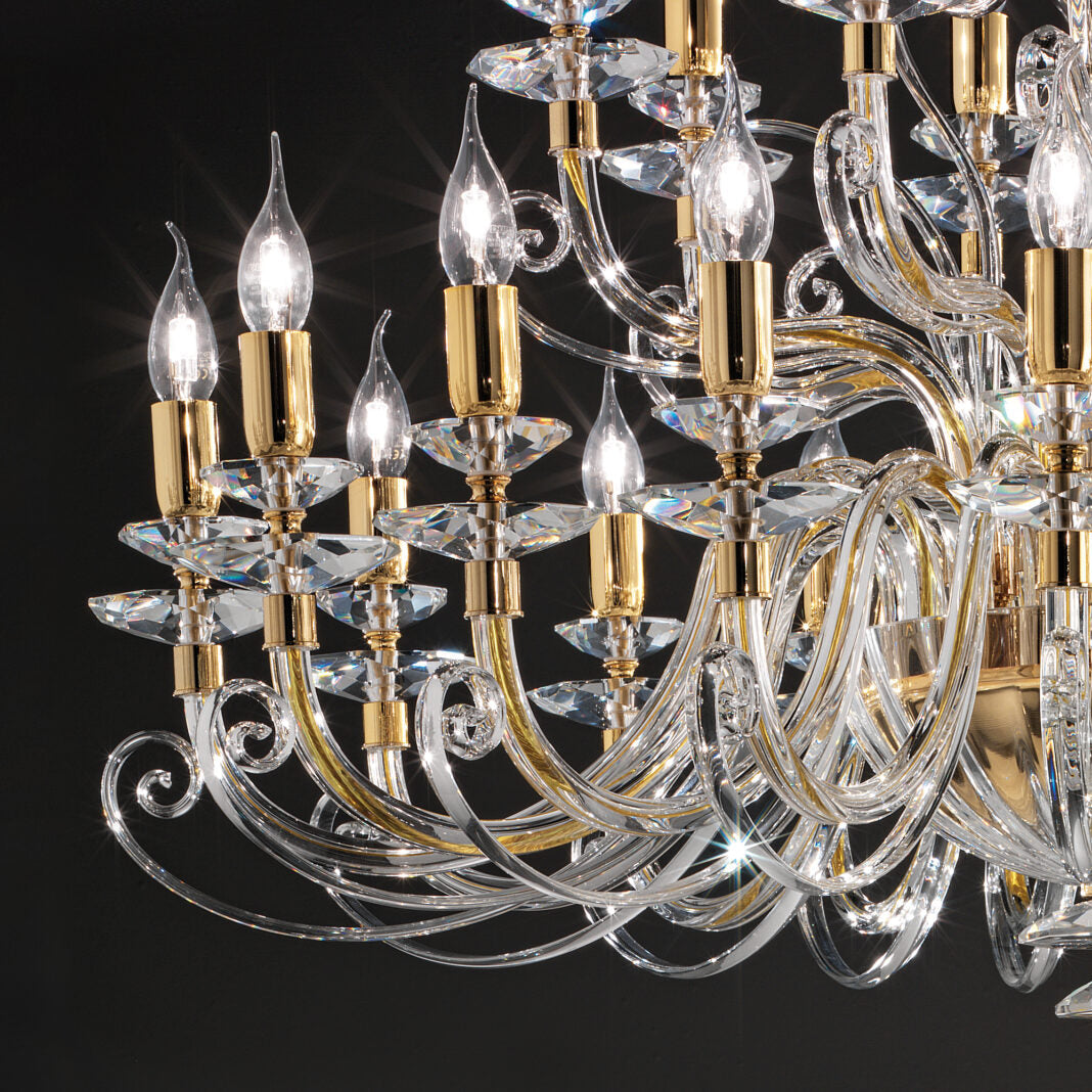 2-Tier 24-Light Italian Crystal Chandelier