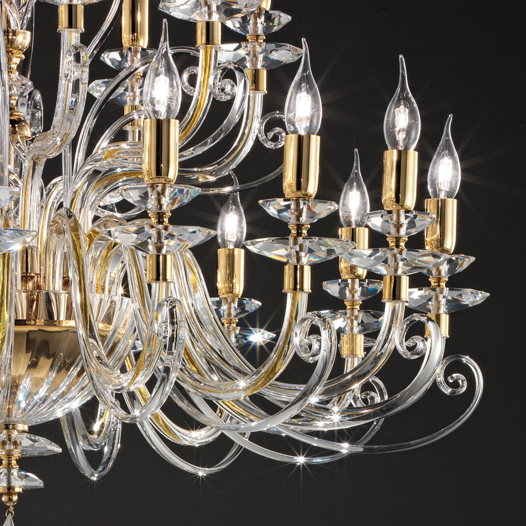 2-Tier 24-Light Italian Crystal Chandelier