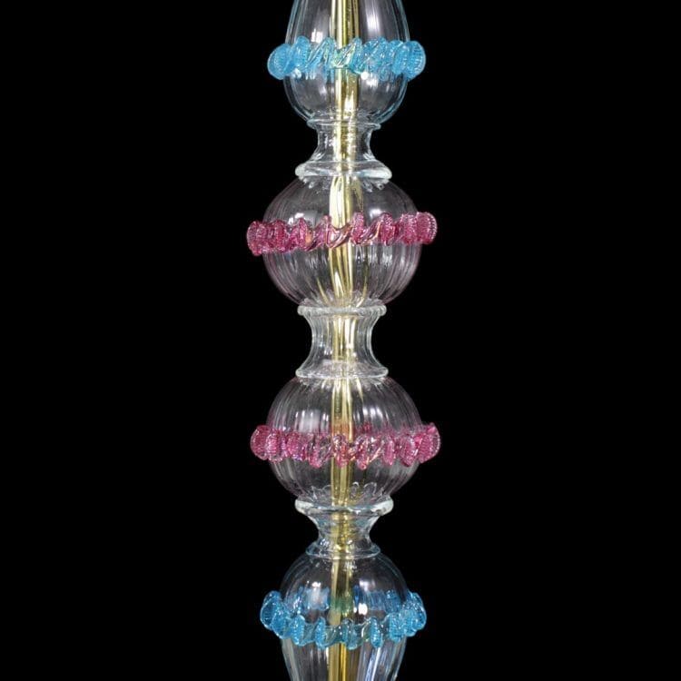 5 Light Floor Lamp in Venetian Crystal with Ruby and Polychrome Finish