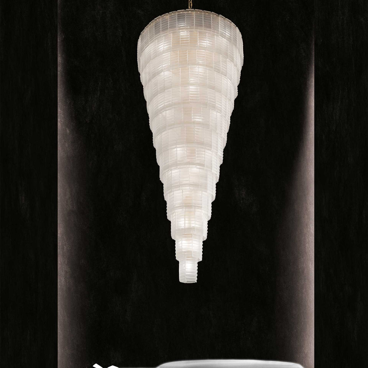 40-Light Satin Murano Glass Elements Chandelier | Stairwell chandelier