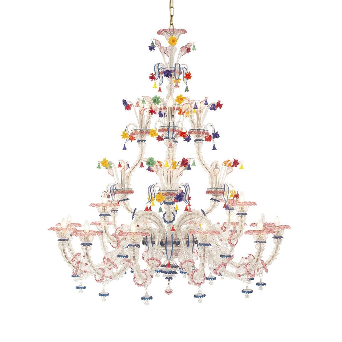 12+4+4 Light Rezzonico Chandelier with Polychrome Flowers