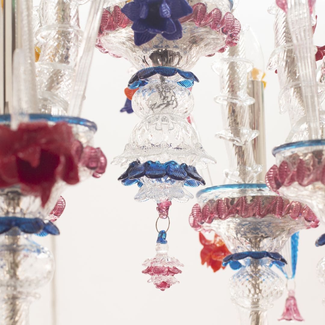 12+4+4 Light Rezzonico Chandelier with Polychrome Flowers