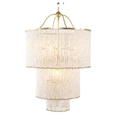 Art Deco Blush Glass Straw Chandelier