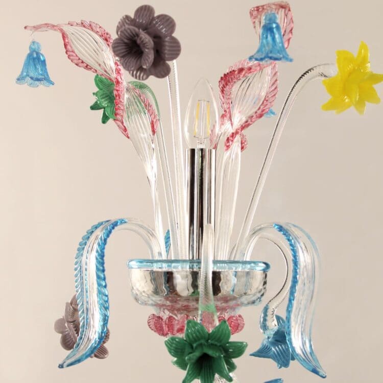 6+3 Light Rezzonico Style Chandelier with Red and Blue Finish