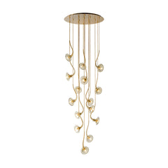 130cm Stairwell Chandelier With Amber Floral Pendants