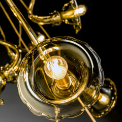 130cm Stairwell Chandelier With Amber Floral Pendants