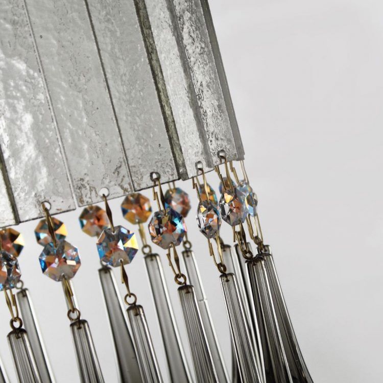 215cm Grey Murano Glass Spiral Chandelier With Premium Crystals
