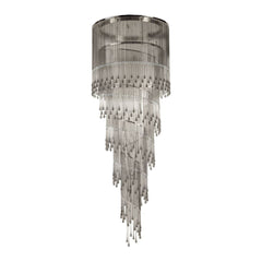 215cm Grey Murano Glass Spiral Chandelier With Premium Crystals