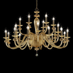 18 Light Murano Chandelier with Floral Elements - Gold finish