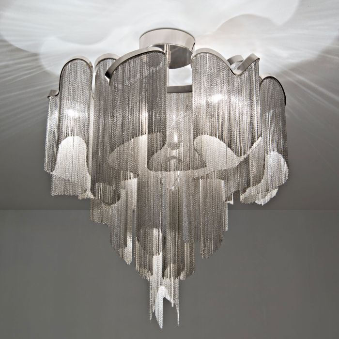 "Stream" 60cm Nickel Waterfall Ceiling Light From Terzani