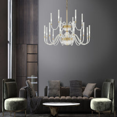 2 Tier Modern Frosted Glass Chandelier With Tube Diffuser