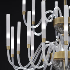 2 Tier Modern Frosted Glass Chandelier With Tube Diffuser