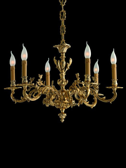 6 Light Brass Chandelier