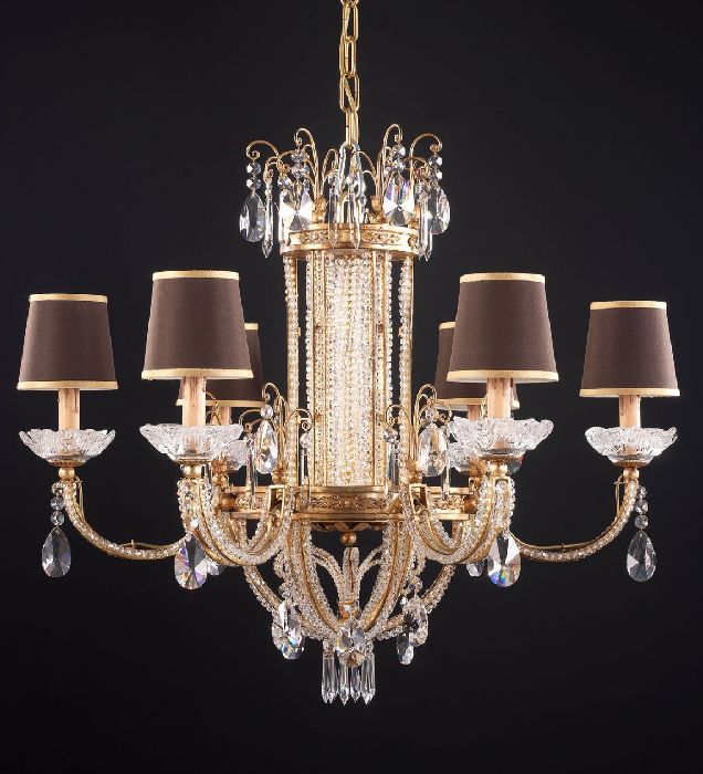 10 Light Silver Chandelier With Bohemian Crystals
